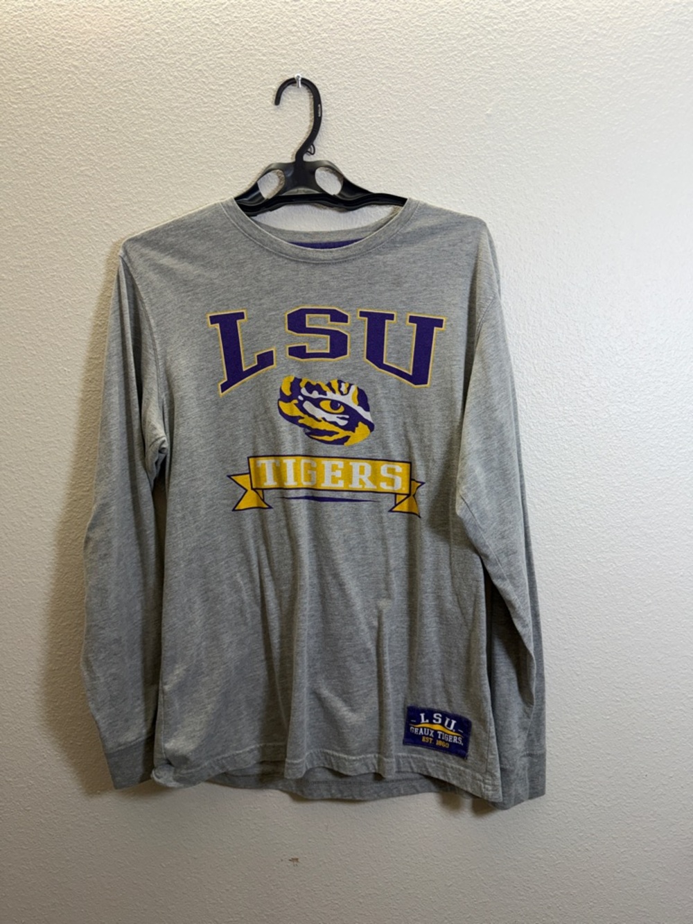 Colosseum Gray LSU Tigers Long Sleeve Shirt with Purple and Gold Logo